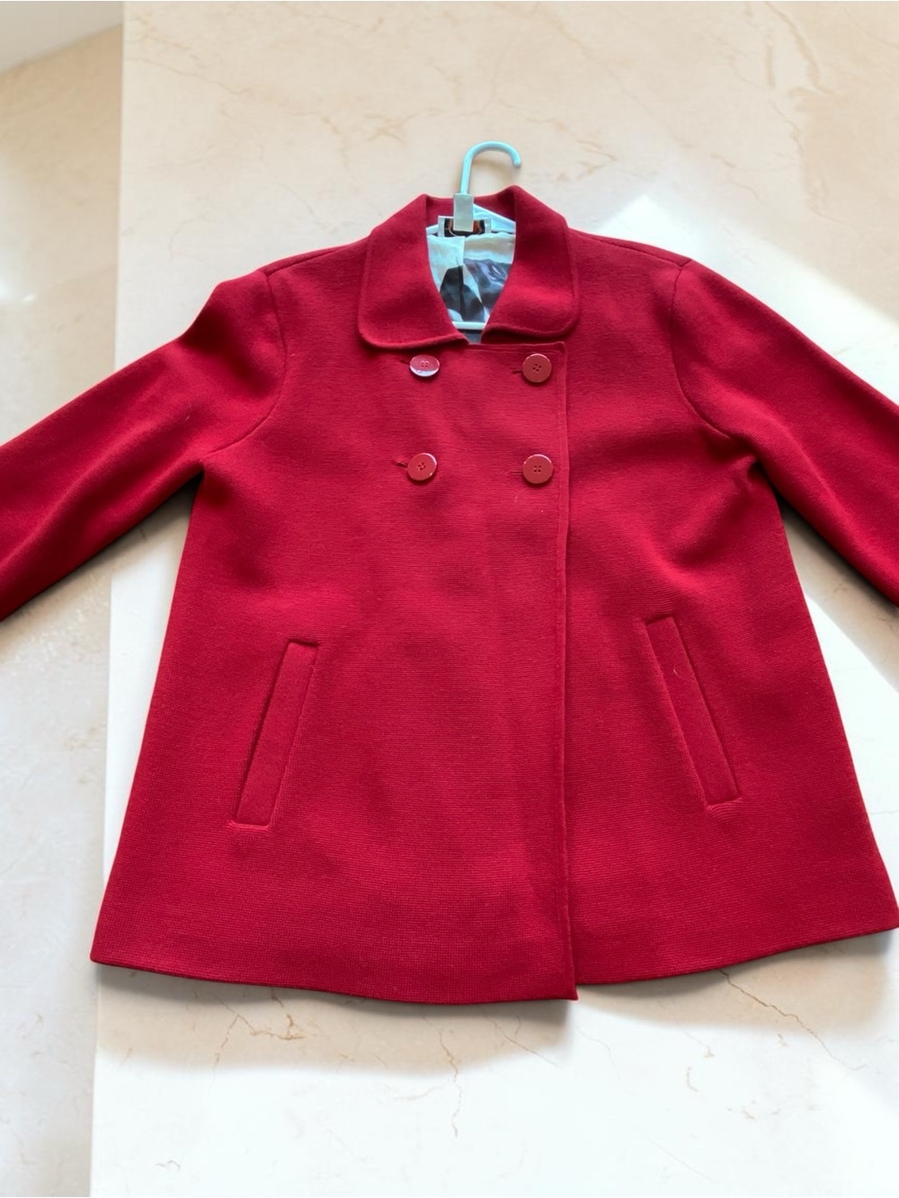 Talbots Women’s Red Double-Breasted Pea Coat 100% Merino Wool- size M